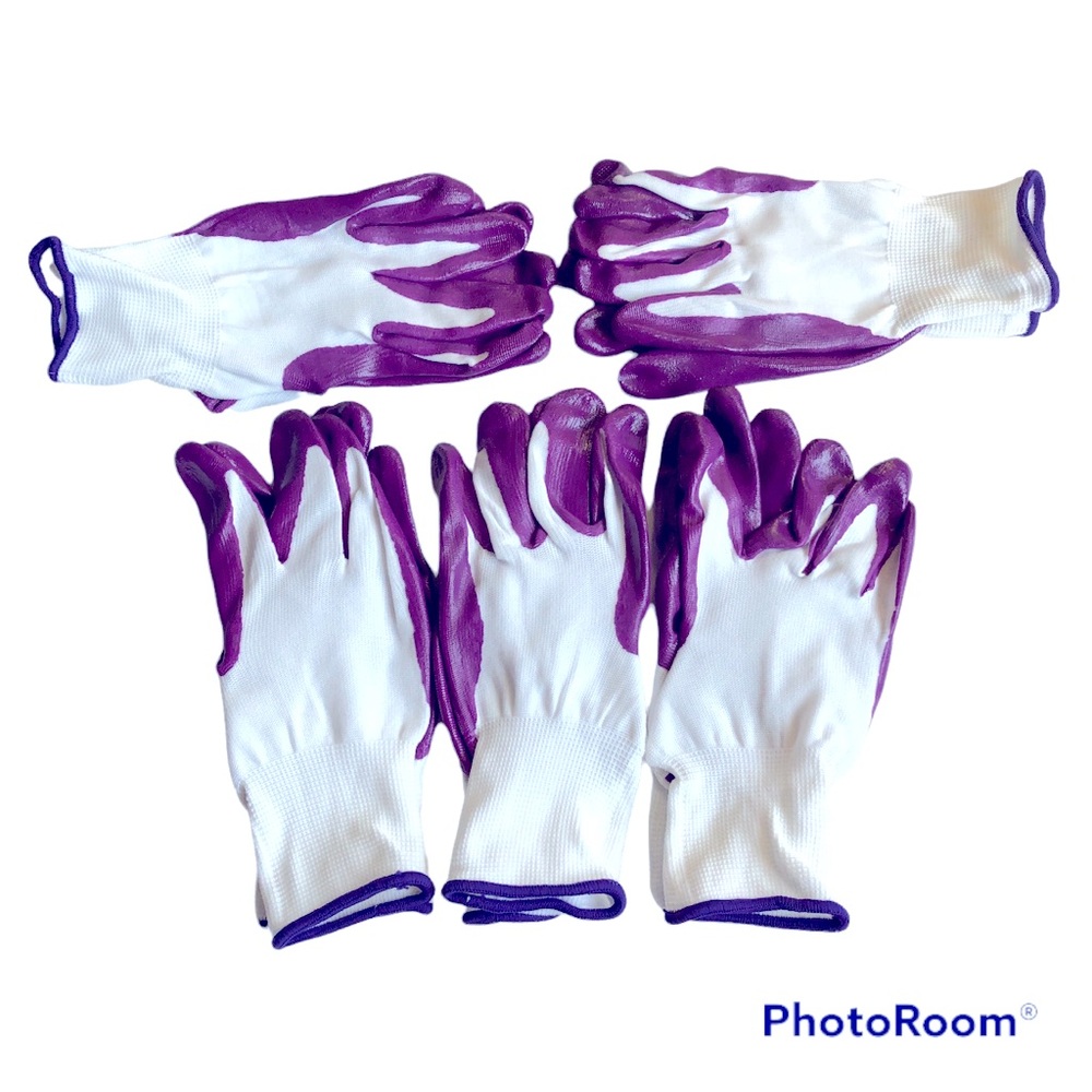 NEW NITRILE PALM GARDENING GLOVES 5 Pairs Women’s NWOT